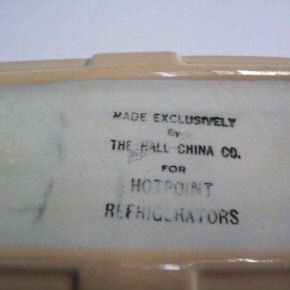 Hall China Co. for Hotpoint Refrigerators Vtg 1940 Loaf Dish w/ Lid Ceramic Gold - Picture 10 of 10